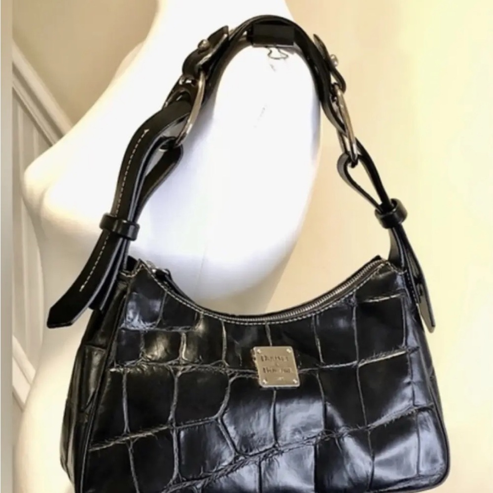 Dooney & BURKE Black Croc-Embossed Shoulder Bag